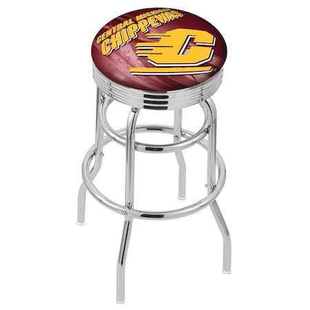 Holland Bar Stool Co 25" Chrome 2-Ring Central Michigan Swivel Bar Stool, Accent Ring L7C3C25CenMic-D2